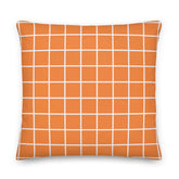 White Small Grid on Orange Decorative Throw Pillow Cushion, Pillow, $ 71.50, A Moment Of Now™
